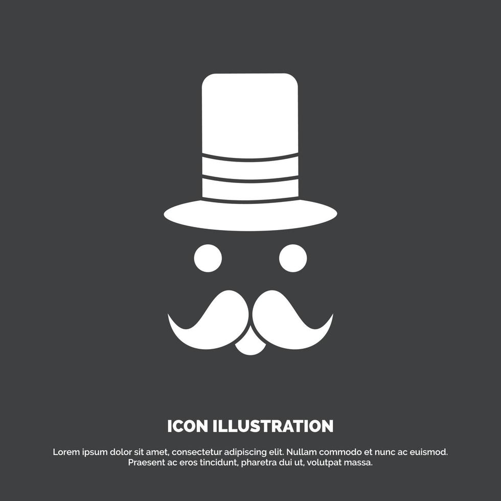 moustache. Hipster. movember. santa Clause. Hat Icon. glyph vector symbol for UI and UX. website or mobile application