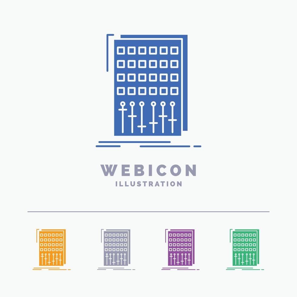 Audio. control. mix. mixer. studio 5 Color Glyph Web Icon Template isolated on white. Vector illustration