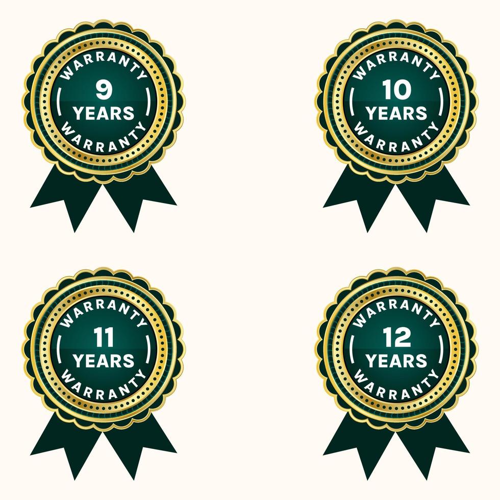 warranty years badges and labels set vector