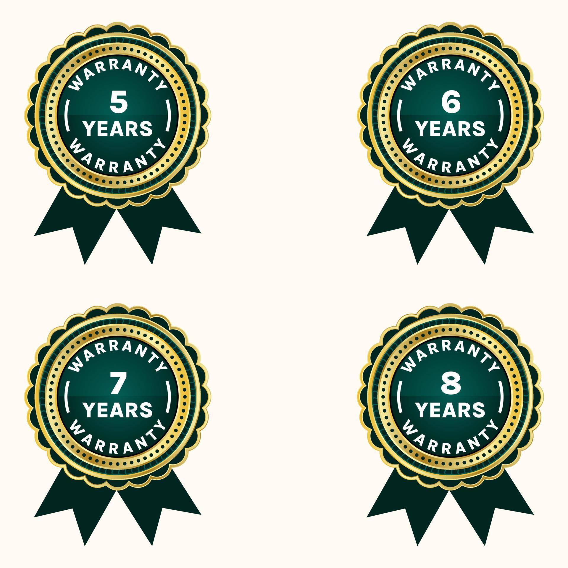 warranty years badges and labels set 12870513 Vector Art at Vecteezy