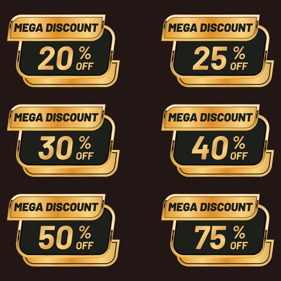 golden discount price tag set vector