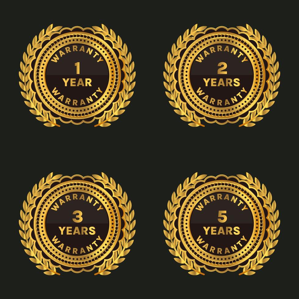 warranty years badges and labels set vector