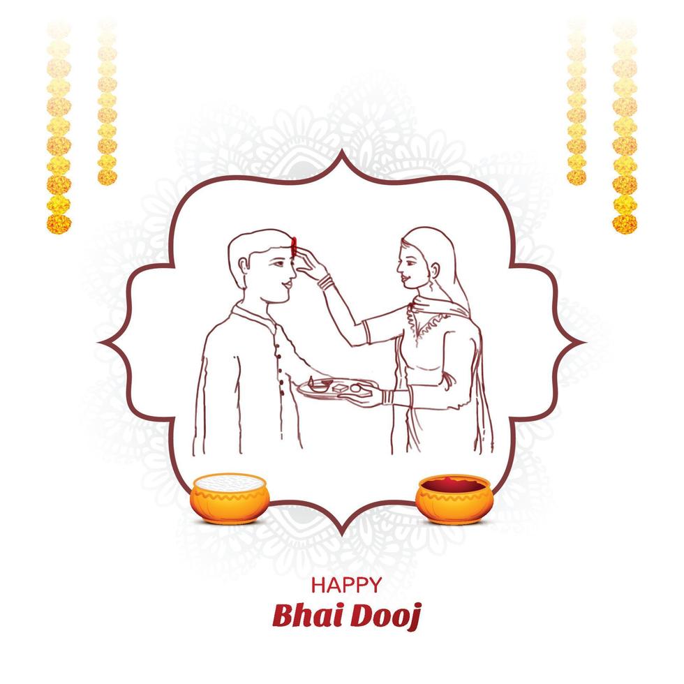 feliz bhai dooj hermosa ilustración en el fondo de la celebración india vector