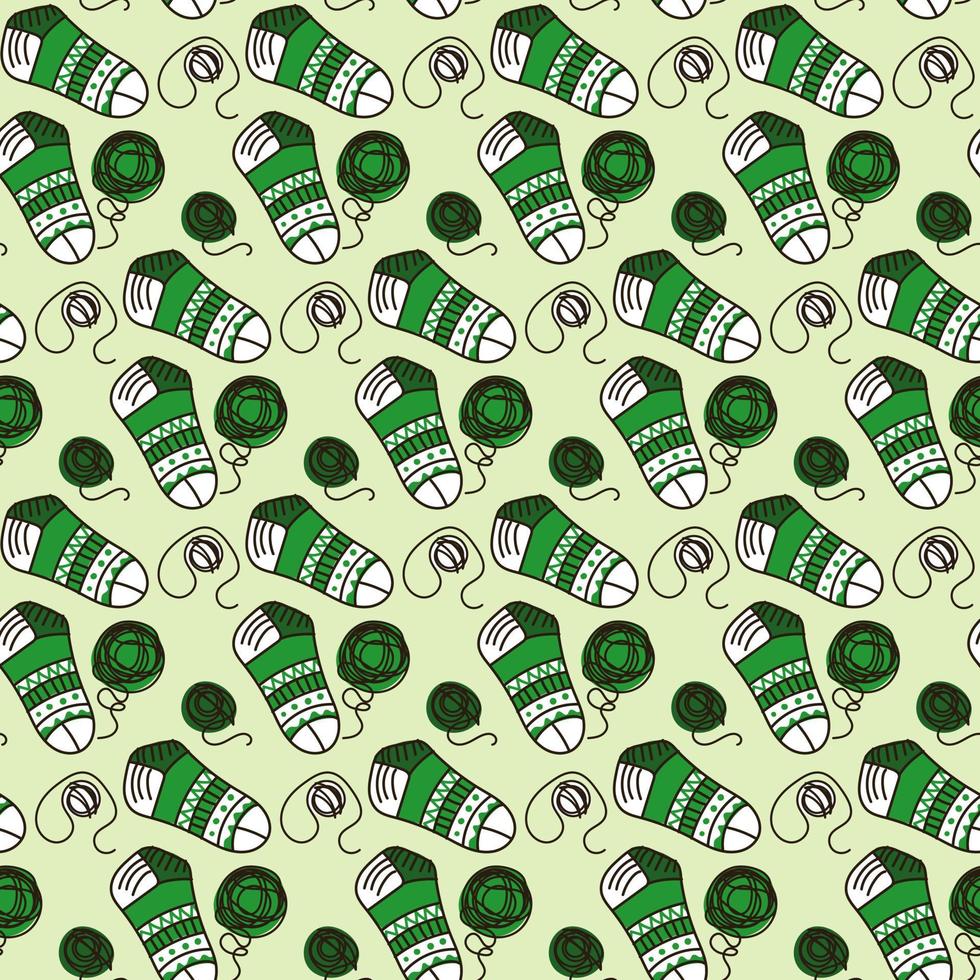 Background in knitted socks with tangles. Knitting warm socks with knitting needles. Suitable for printed products on paper and fabric. Hobby knitting for yourself and for sale. vector