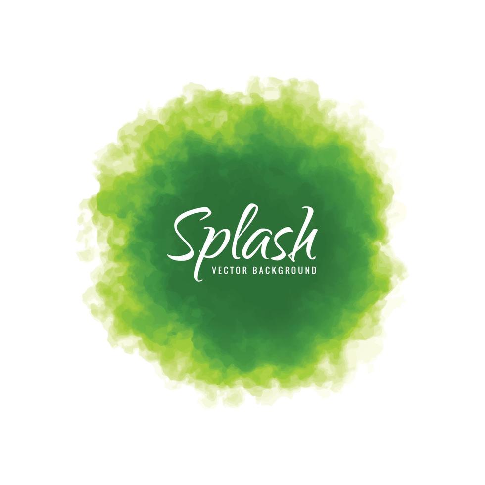 Hand drawn green soft watercolor splash design vector