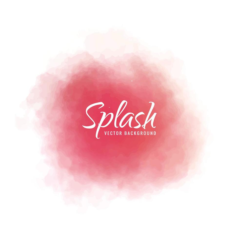 Hand drawn pink soft watercolor splash design vector