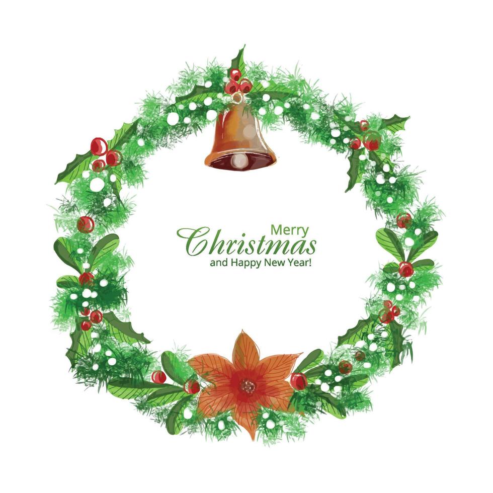 Beautiful decorative christmas wreath holiday card background vector