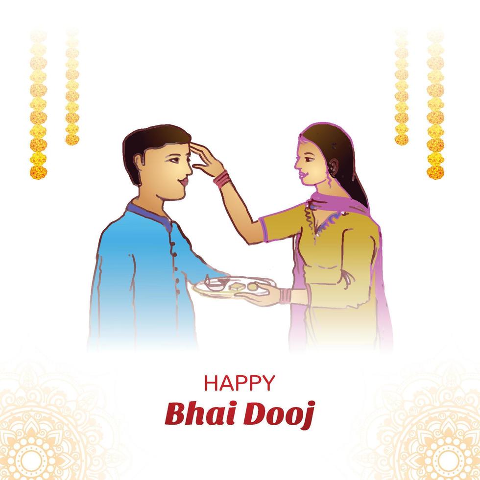 ilustración festival indio de fondo de tarjeta de celebración de bhai dooj vector