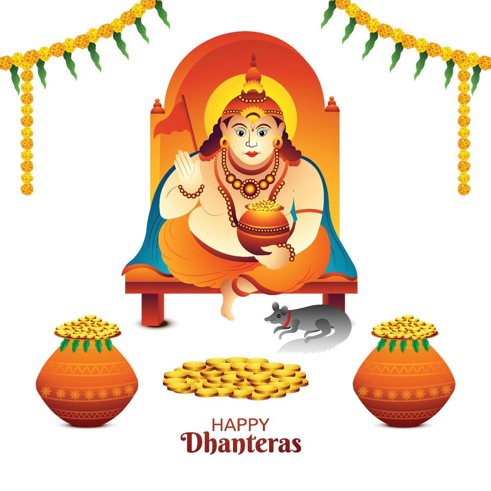 Beautiful celebration happy dhanteras greeting card background vector