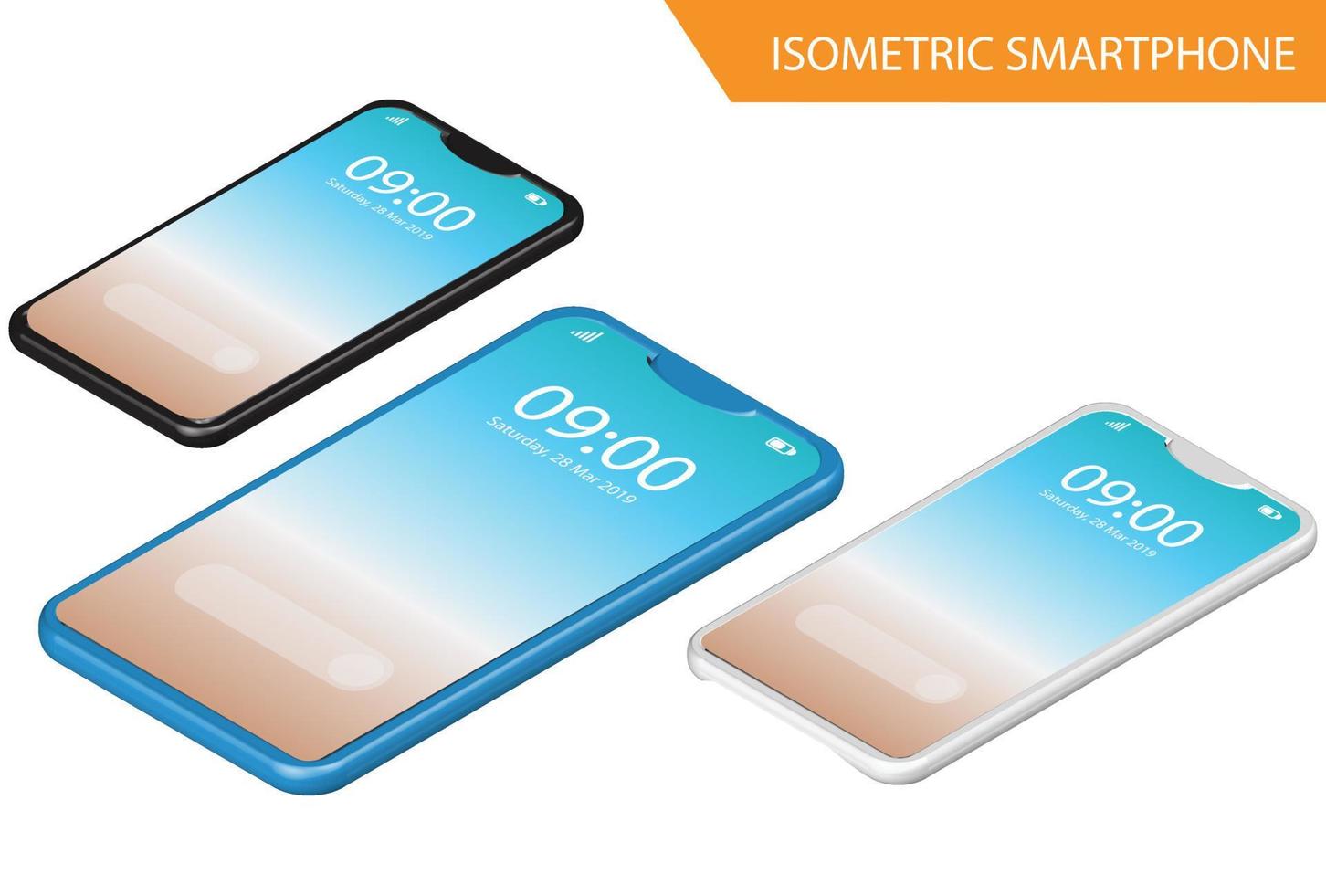 ilustración de teléfono de maqueta isométrica moderna con gradiente, adecuada para diagramas, infografías, activos de juegos y otros activos relacionados con gráficos vector