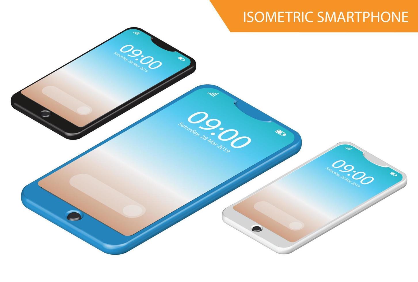 Modern Isometric Mockup Phone Illustration With Gradient, Suitable for Diagrams, Infographics, Game Asset, And Other Graphic Related Assets vector