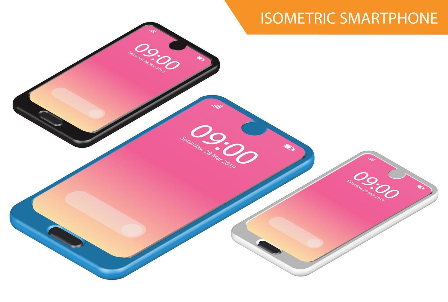 Modern Isometric Mockup Phone Illustration With Gradient, Suitable for Diagrams, Infographics, Game Asset, And Other Graphic Related Assets vector