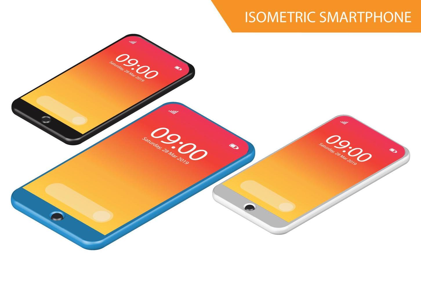 Modern Isometric Mockup Phone Illustration With Gradient, Suitable for Diagrams, Infographics, Game Asset, And Other Graphic Related Assets vector