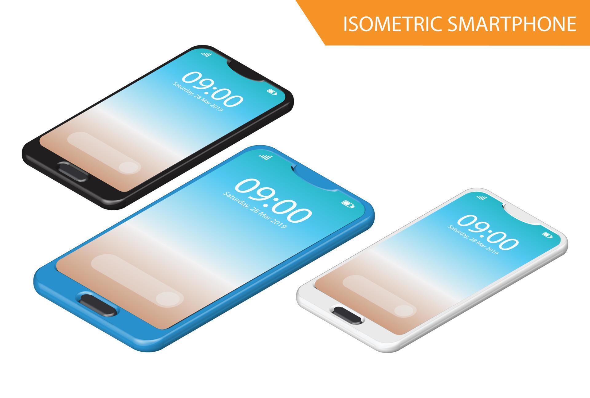 Modern Isometric Mockup Phone Illustration With Gradient, Suitable for