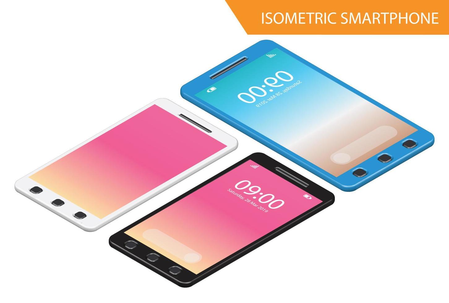 Modern Isometric Mockup Phone Illustration With Gradient, Suitable for Diagrams, Infographics, Game Asset, And Other Graphic Related Assets vector