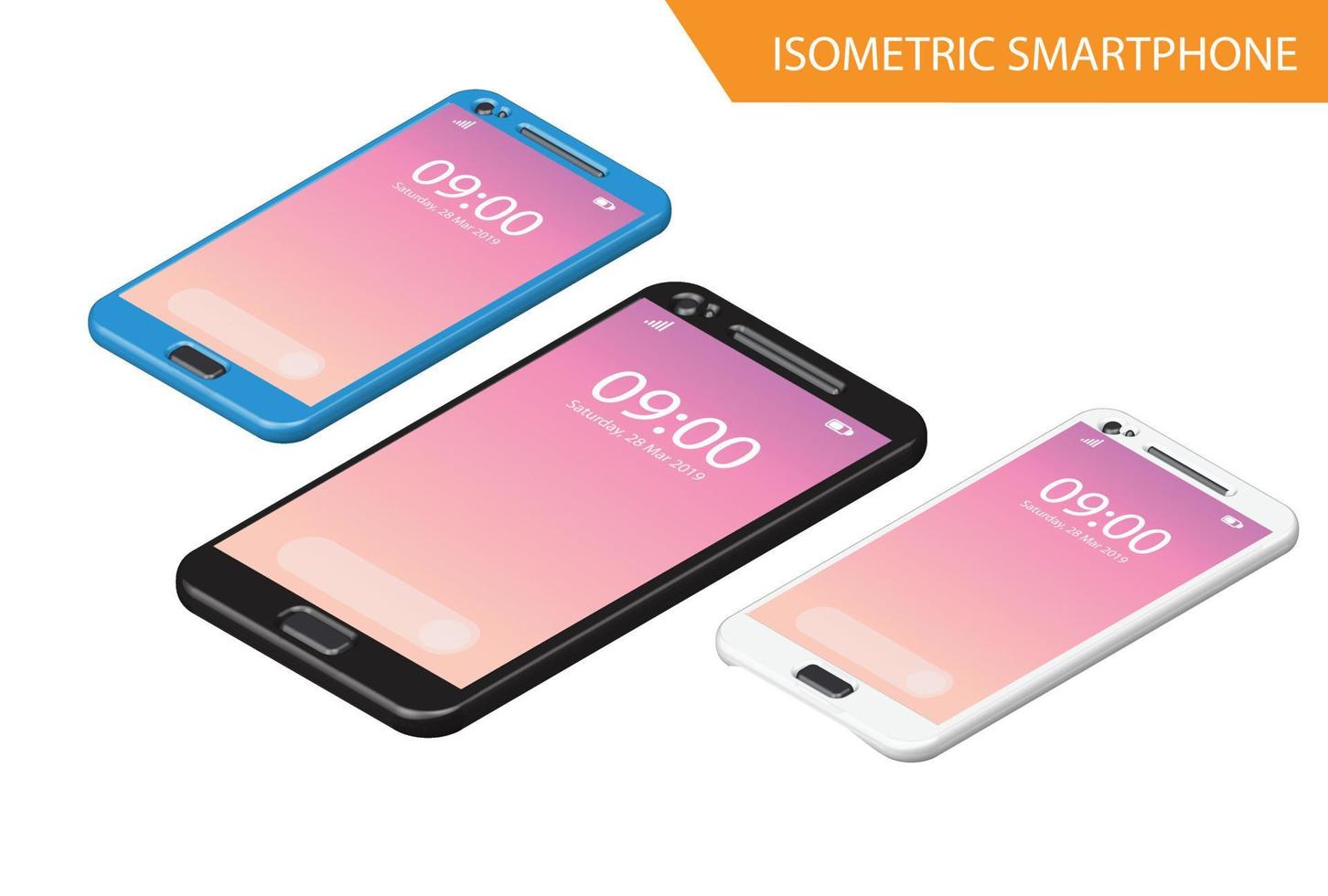 Modern Isometric Mockup Phone Illustration With Gradient, Suitable for Diagrams, Infographics, Game Asset, And Other Graphic Related Assets vector