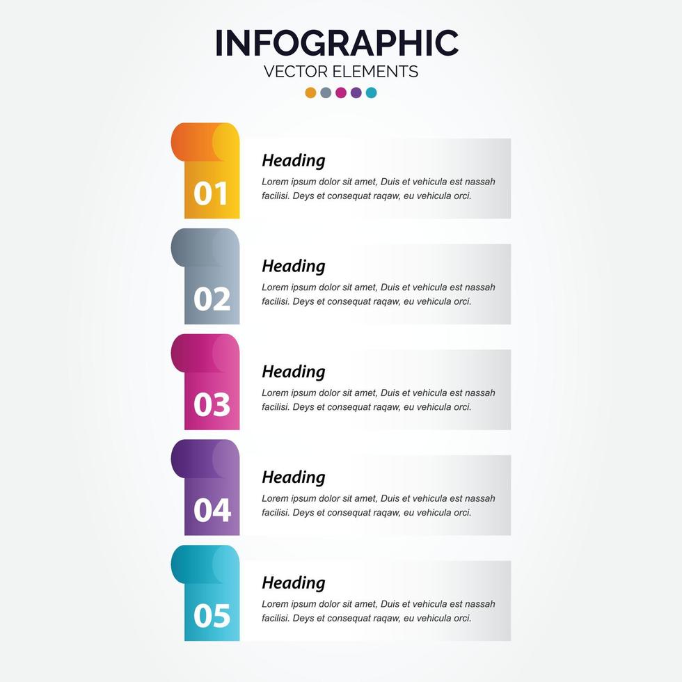 plantilla de infografía vertical de negocios de presentación con 5 opciones vector