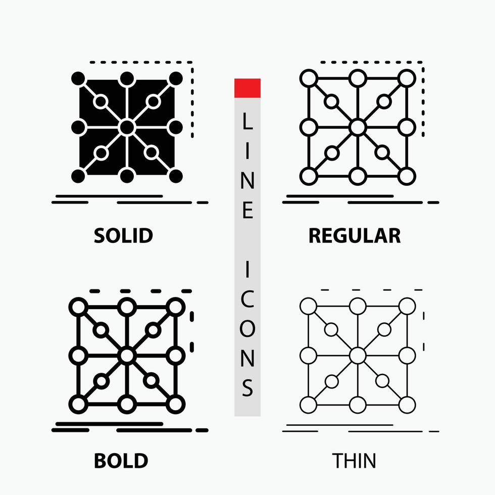 Data. framework. App. cluster. complex Icon in Thin. Regular. Bold Line and Glyph Style. Vector illustration