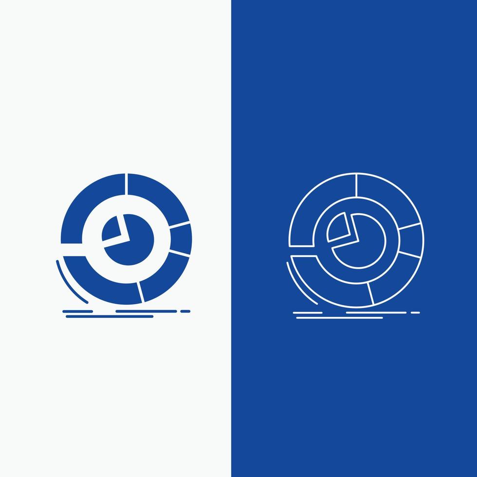 Analysis. analytics. business. diagram. pie chart Line and Glyph web Button in Blue color Vertical Banner for UI and UX. website or mobile application vector