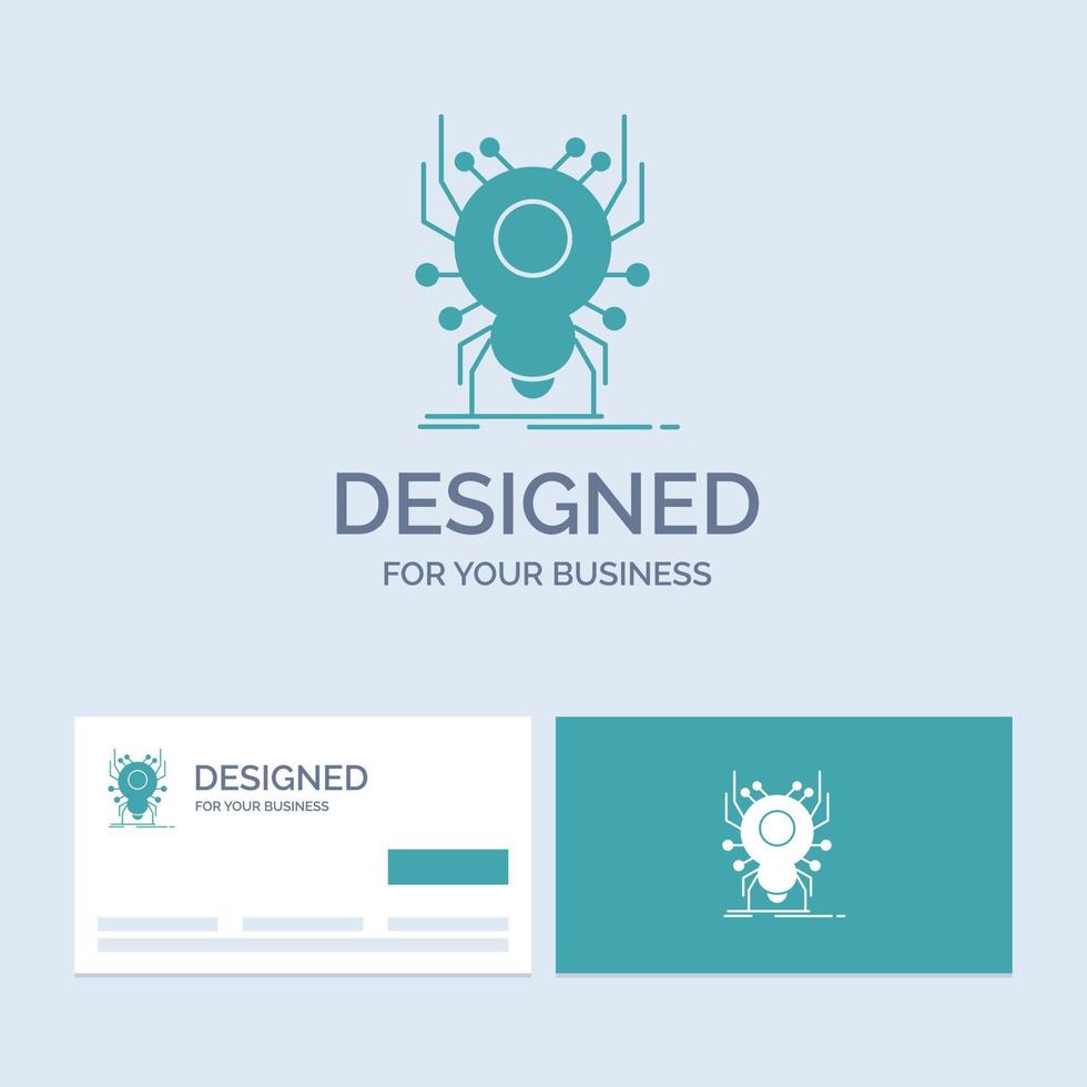 Bug. insect. spider. virus. App Business Logo Glyph Icon Symbol for your business. Turquoise Business Cards with Brand logo template. vector