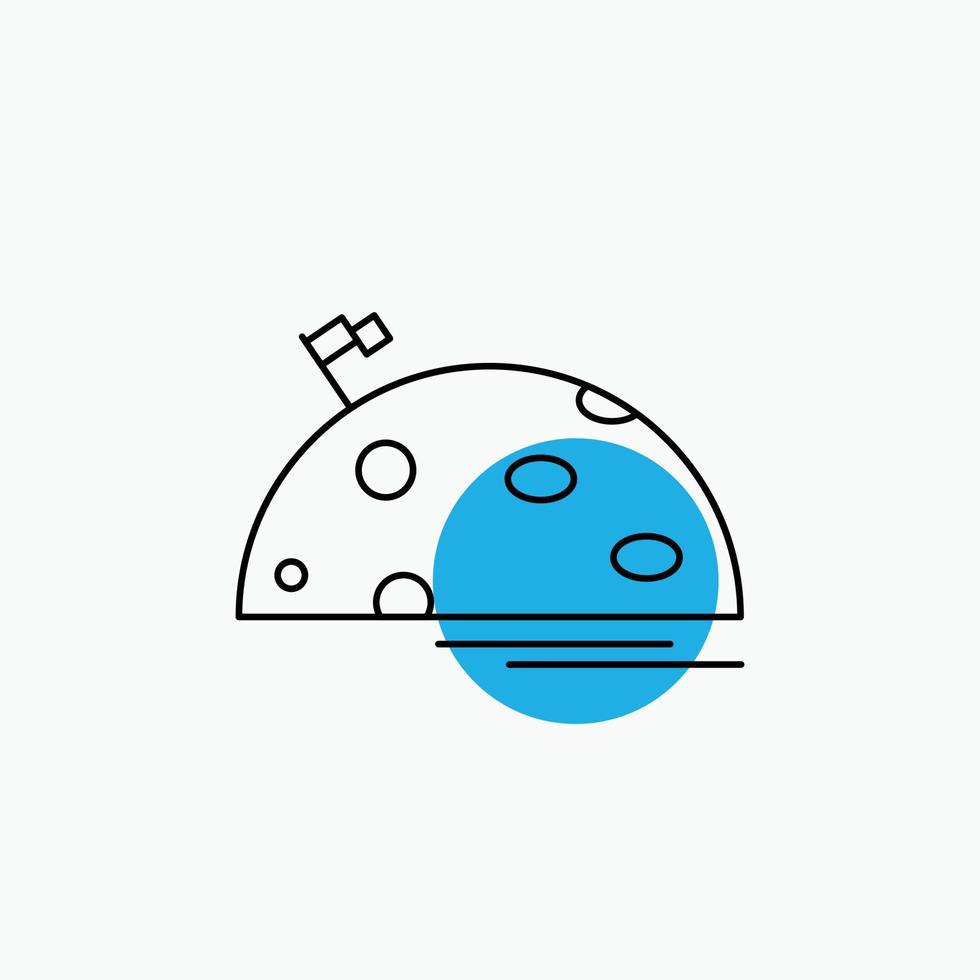 planet. space. moon. flag. mars Line Icon vector