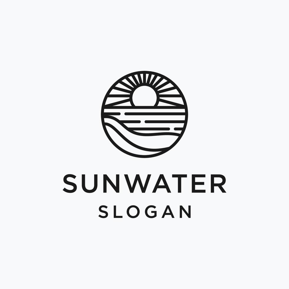 Sun water logo icon flat design template vector