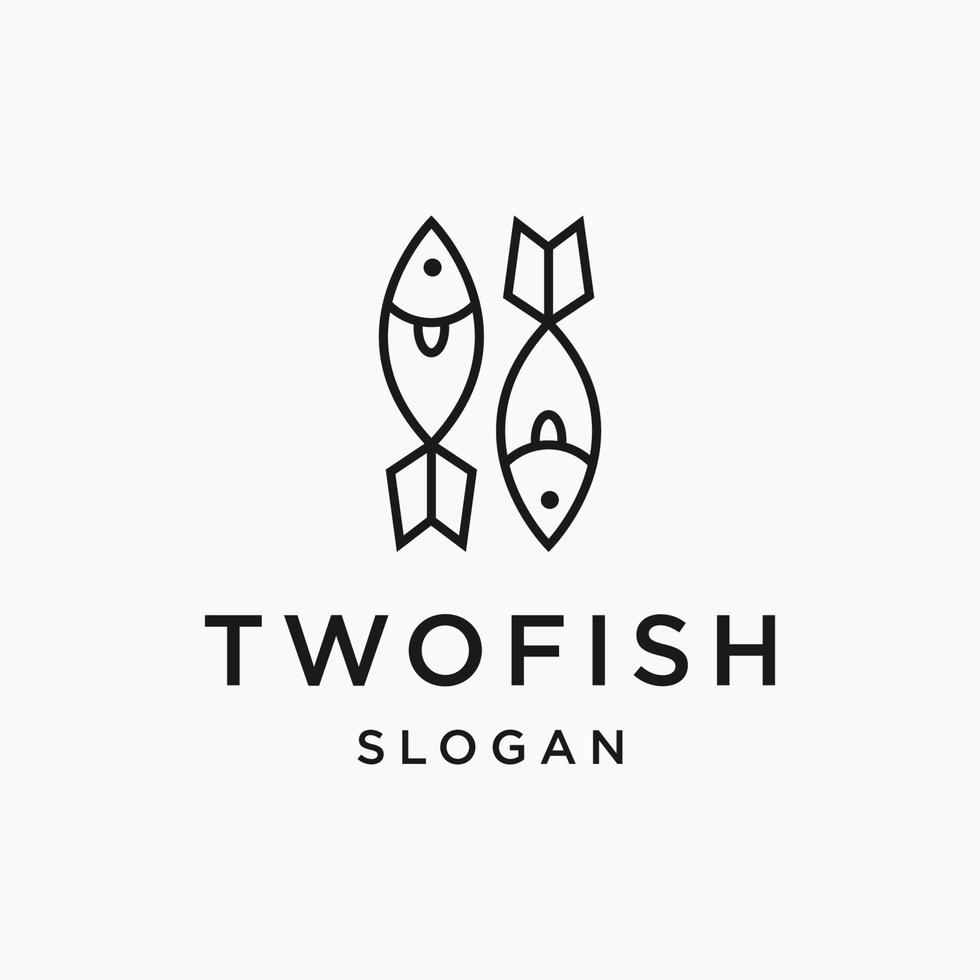 logo of two twin fish face to face vector