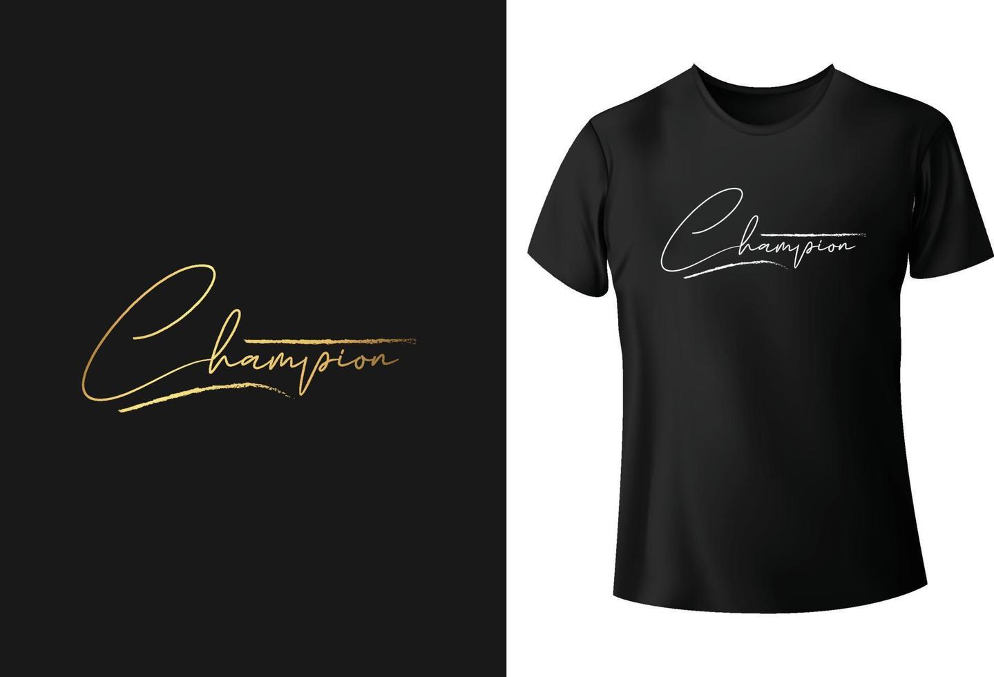 Champion logo and t shirt design vector