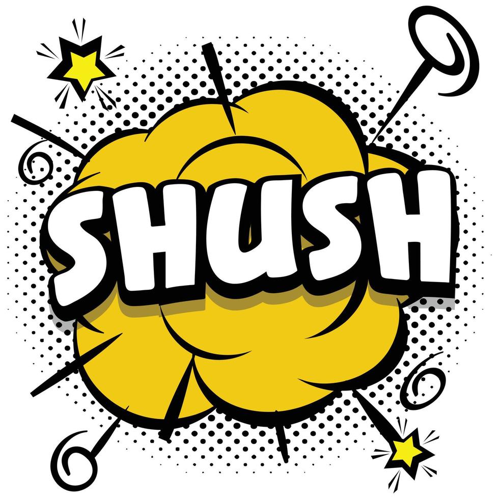 shush Comic bright template with speech bubbles on colorful frames vector