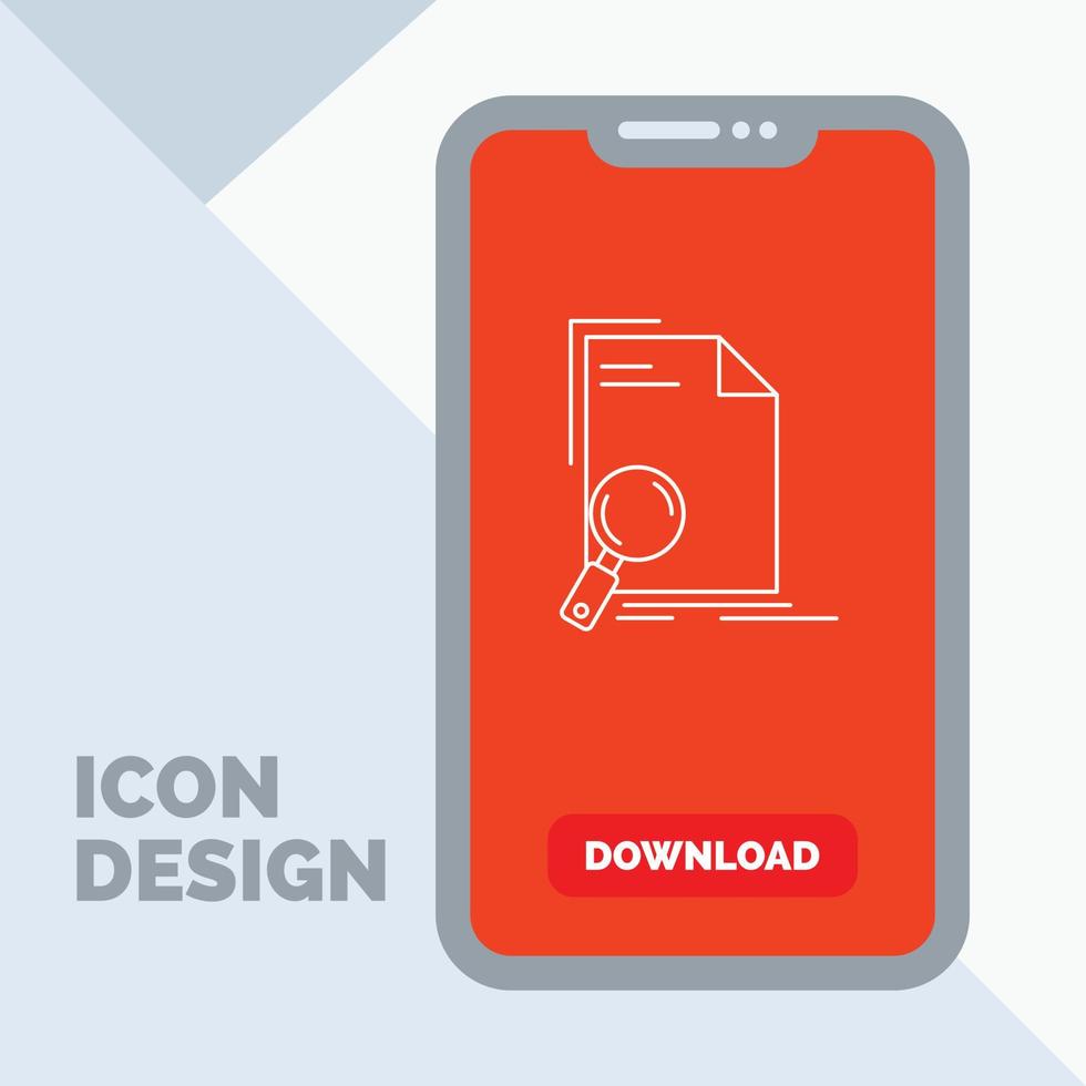 Analysis. document. file. find. page Line Icon in Mobile for Download Page vector