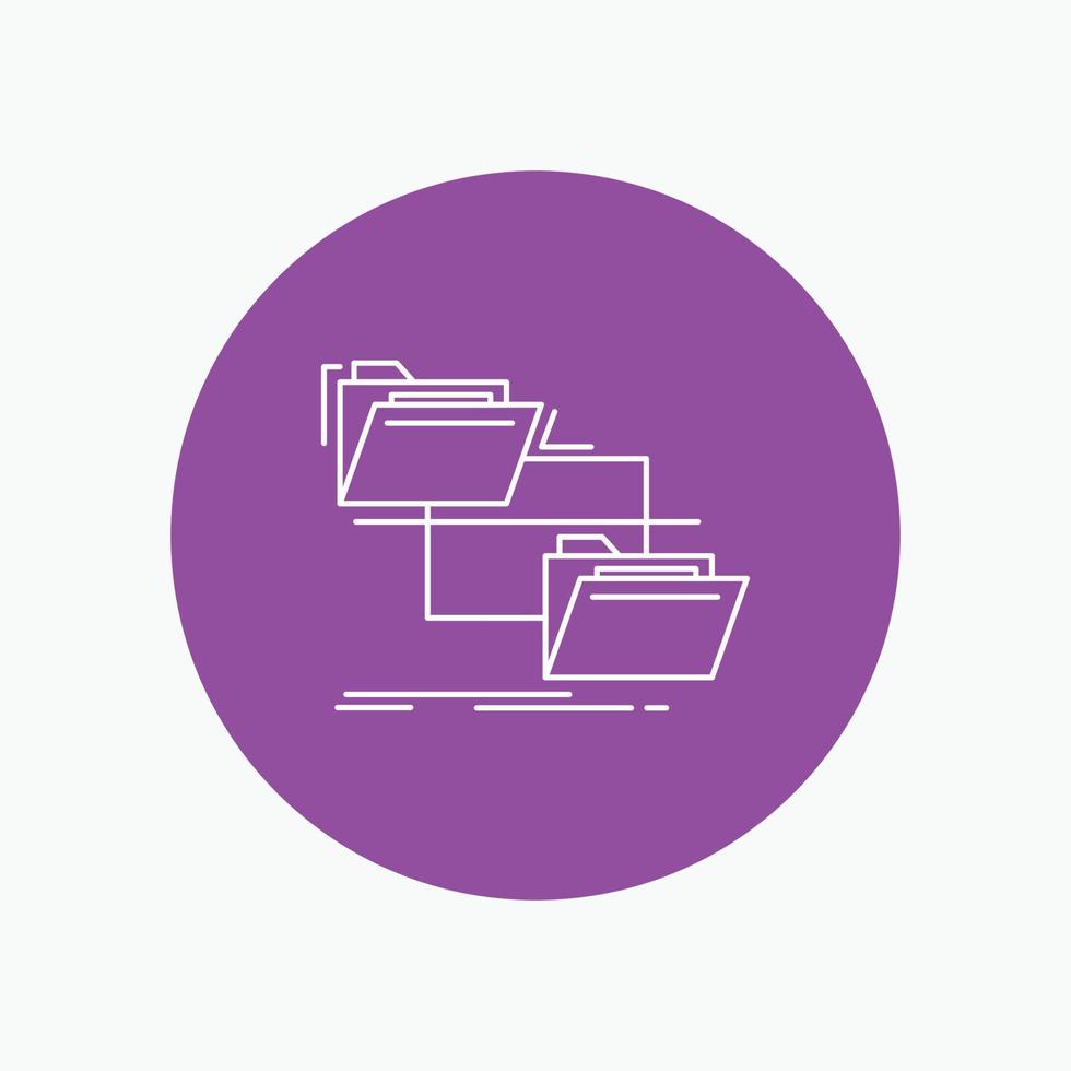 folder. file. management. move. copy White Line Icon in Circle background. vector icon illustration
