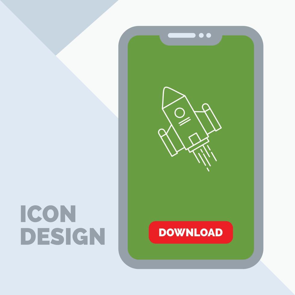 space craft. shuttle. space. rocket. launch Line Icon in Mobile for Download Page vector