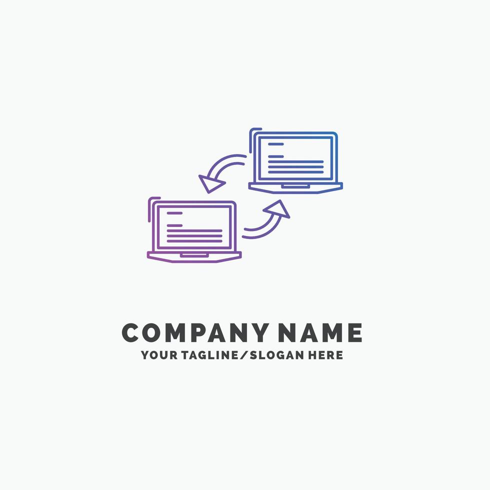Computer. connection. link. network. sync Purple Business Logo Template. Place for Tagline vector