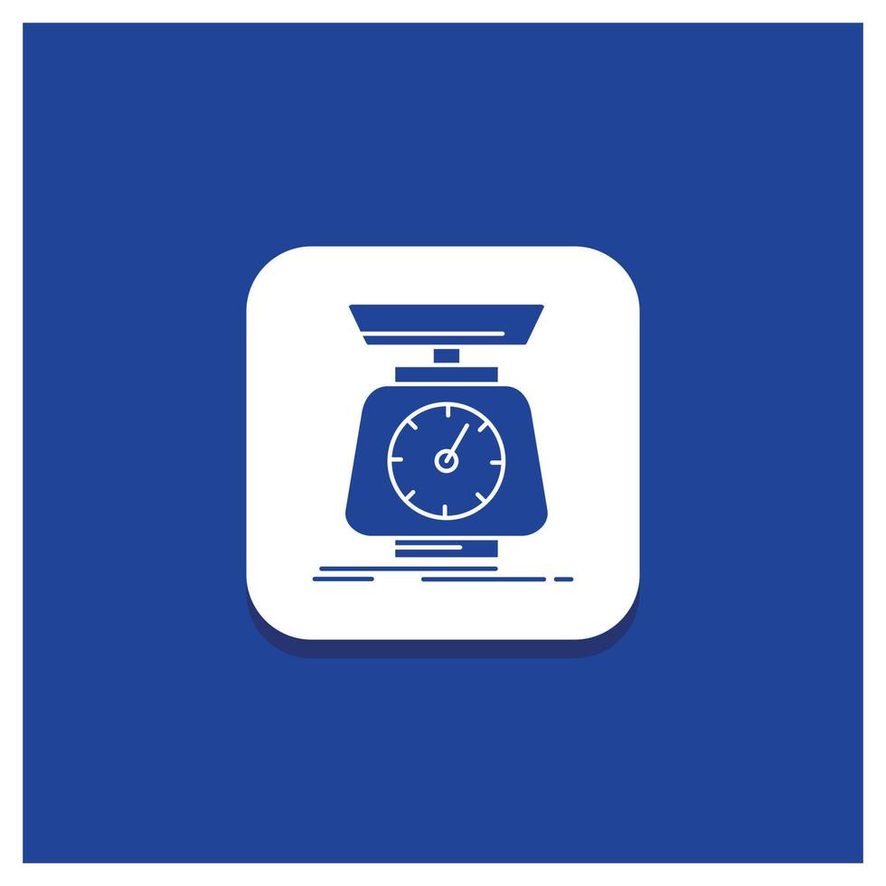 Blue Round Button for implementation. mass. scale. scales. volume Glyph icon vector