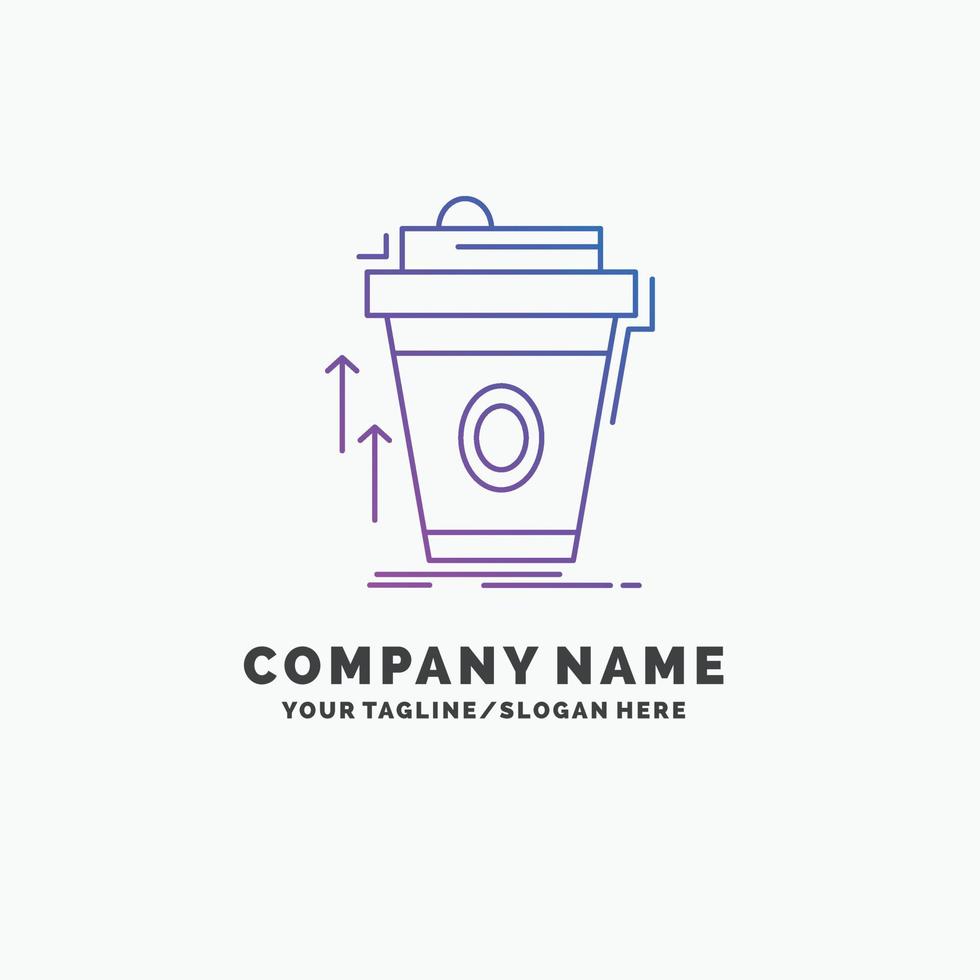 producto. promoción. café. taza. plantilla de logotipo de empresa púrpura de marketing de marca. lugar para el eslogan vector