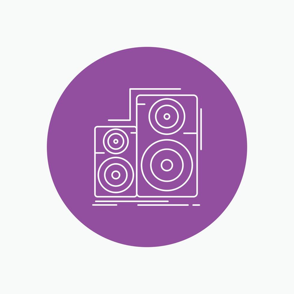 Audio. hifi. monitor. speaker. studio White Line Icon in Circle background. vector icon illustration
