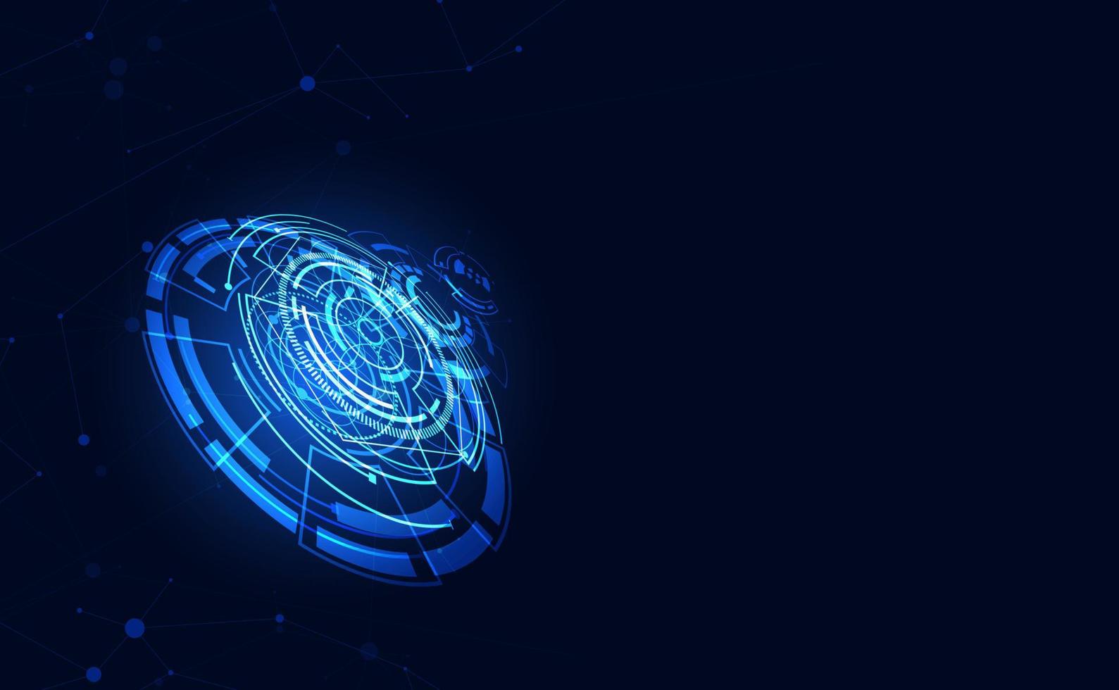 Abstract Circle Digital Circuit Concept Light Circle Network Connection Blue Digital Copy Space for Text Wallpaper Background Futuristic Modern. vector