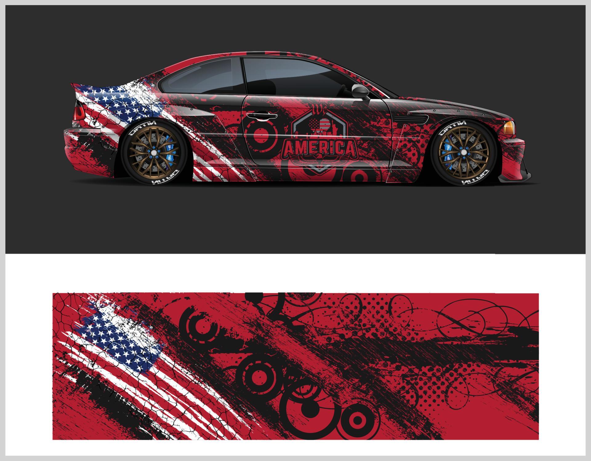 American Flag Car wrap design vector, truck and cargo van decal