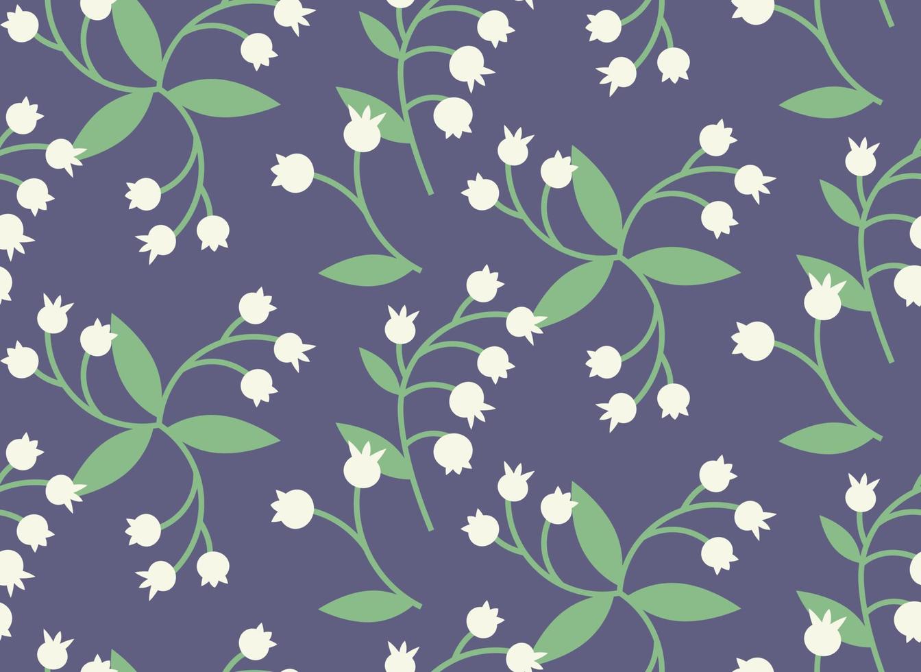 Seamless pattern with lily of the valley. Texture with wildflowers in flat style. vector