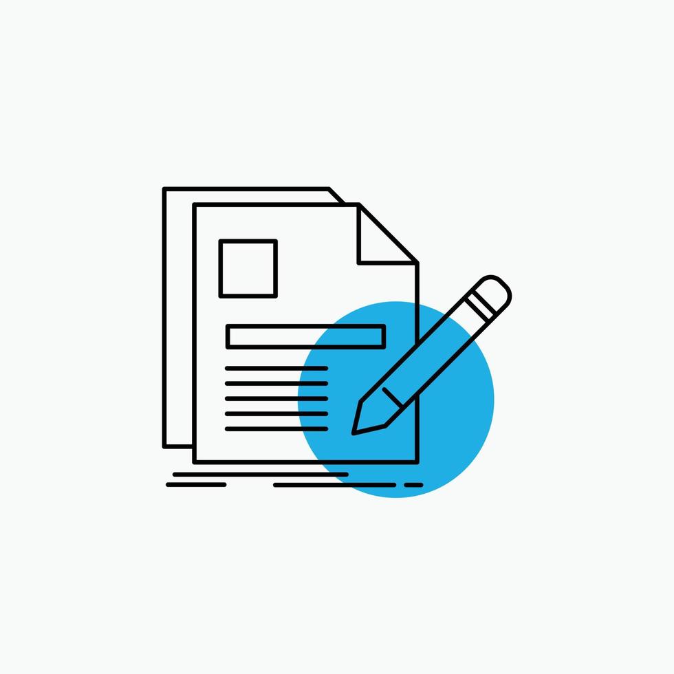 document. file. page. pen. Resume Line Icon vector