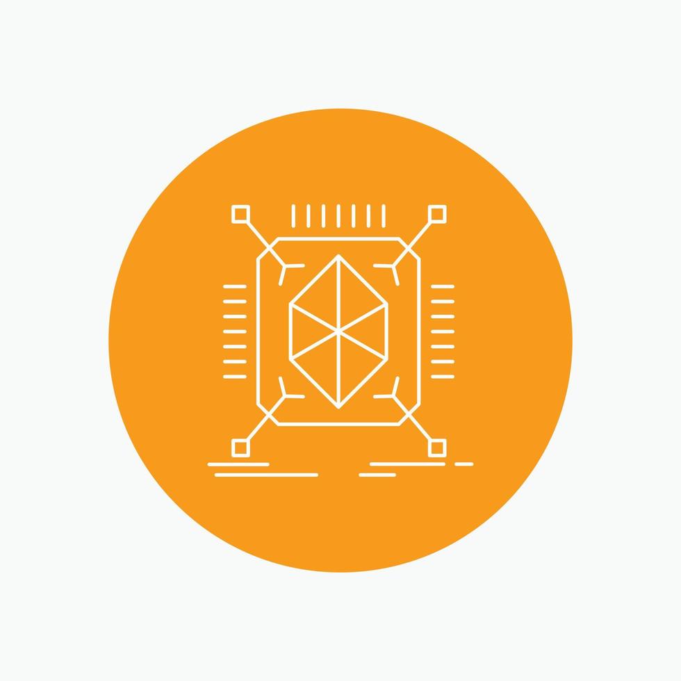Object. prototyping. rapid. structure. 3d White Line Icon in Circle background. vector icon illustration