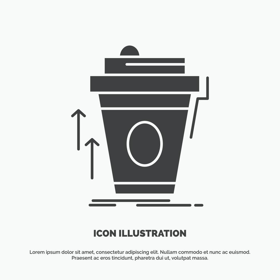 producto. promoción. café. taza. icono de marketing de marca. símbolo gris vectorial de glifo para ui y ux. sitio web o aplicación móvil vector