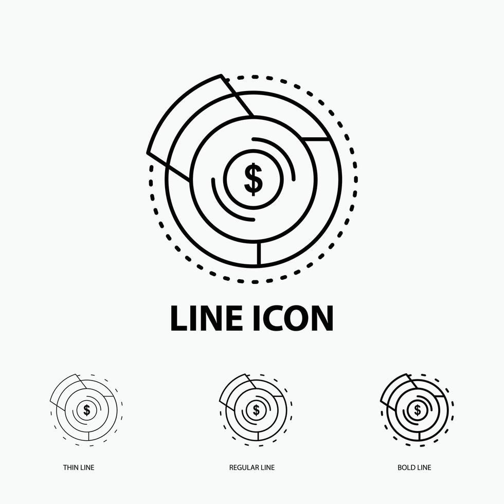 Balance. budget. diagram. financial. graph Icon in Thin. Regular and Bold Line Style. Vector illustration