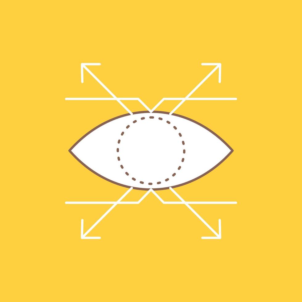 Business. eye. look. vision Flat Line Filled Icon. Beautiful Logo button over yellow background for UI and UX. website or mobile application vector