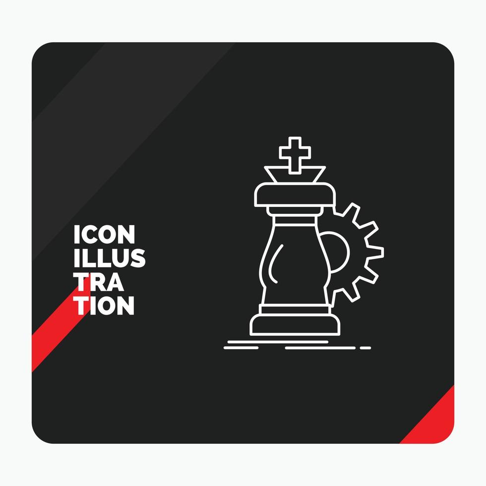 Red and Black Creative presentation Background for strategy. chess. horse. knight. success Line Icon vector