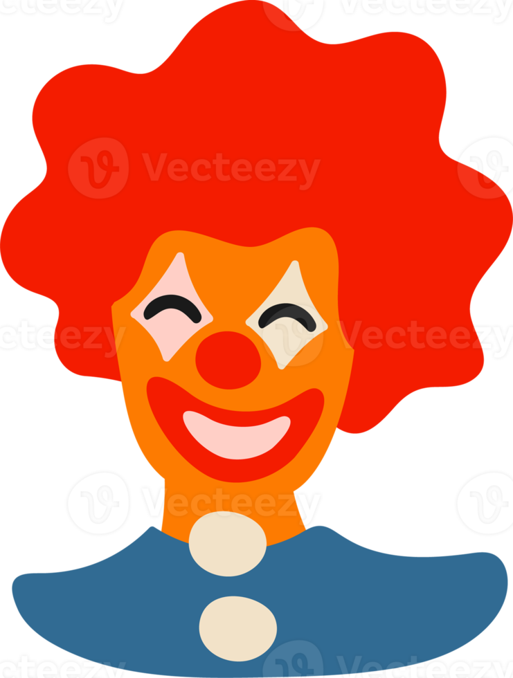 Clown in red wig. Illustration png