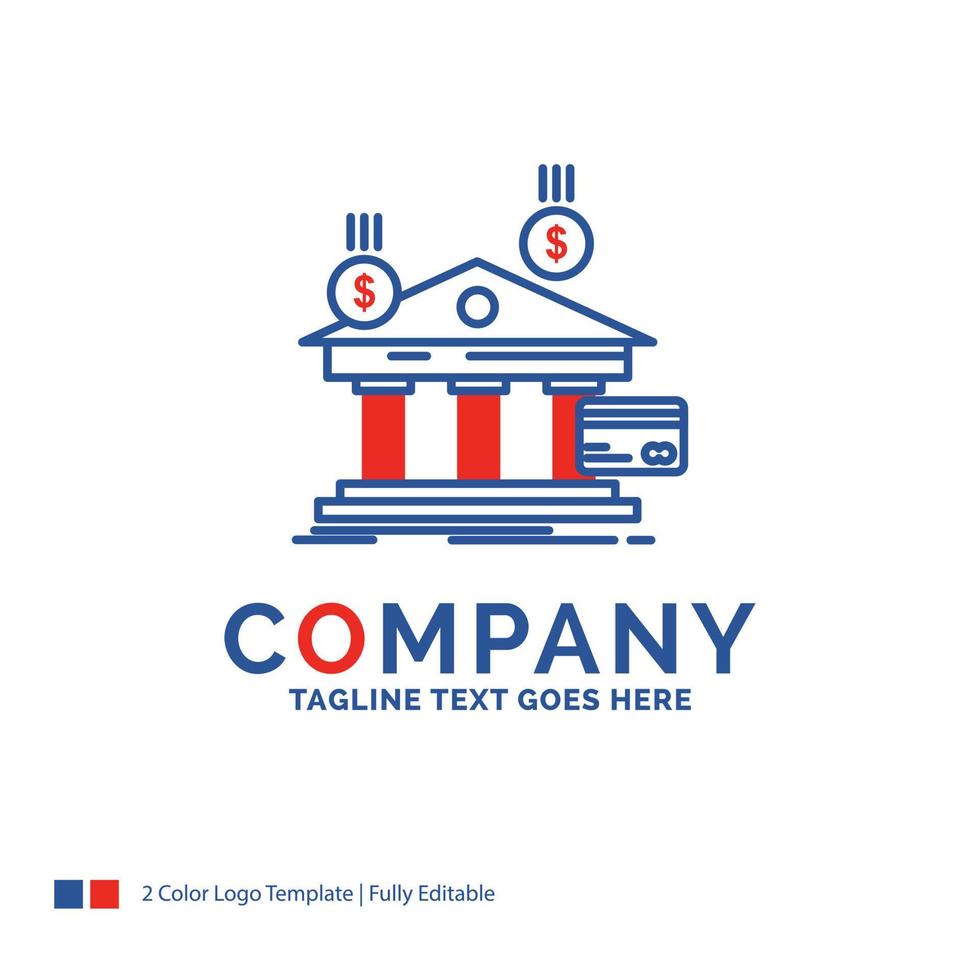 Company Name Logo Design For bank. payments. banking. financial. money. Blue and red Brand Name Design with place for Tagline. Abstract Creative Logo template for Small and Large Business. vector