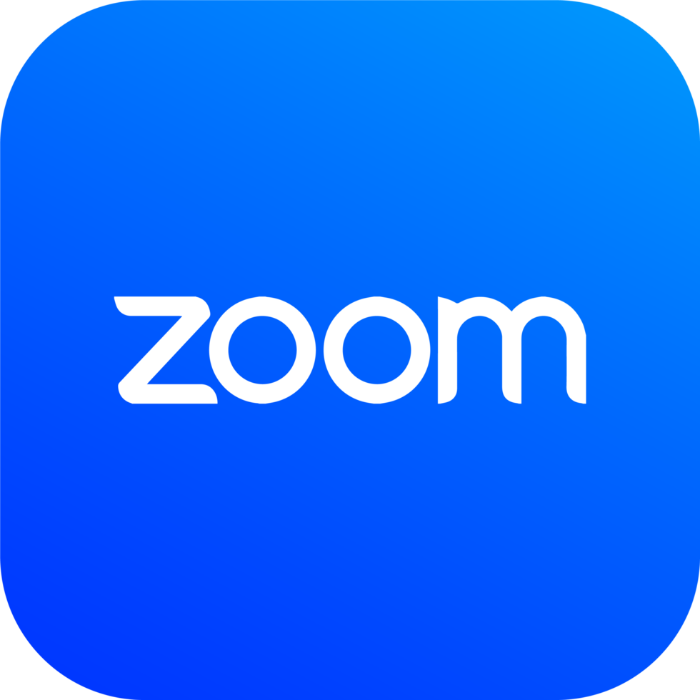 Zoom logo in blue colors. Meetings app logotype illustration. png