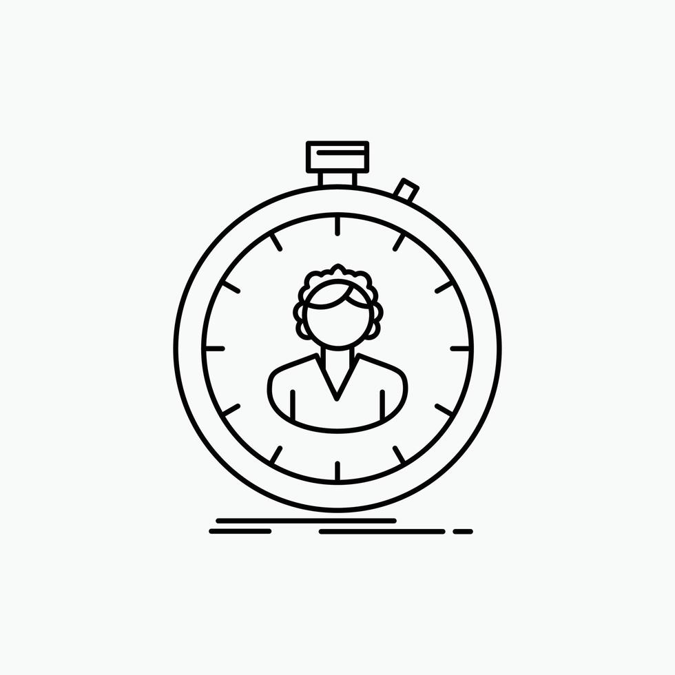 fast. speed. stopwatch. timer. girl Line Icon. Vector isolated illustration