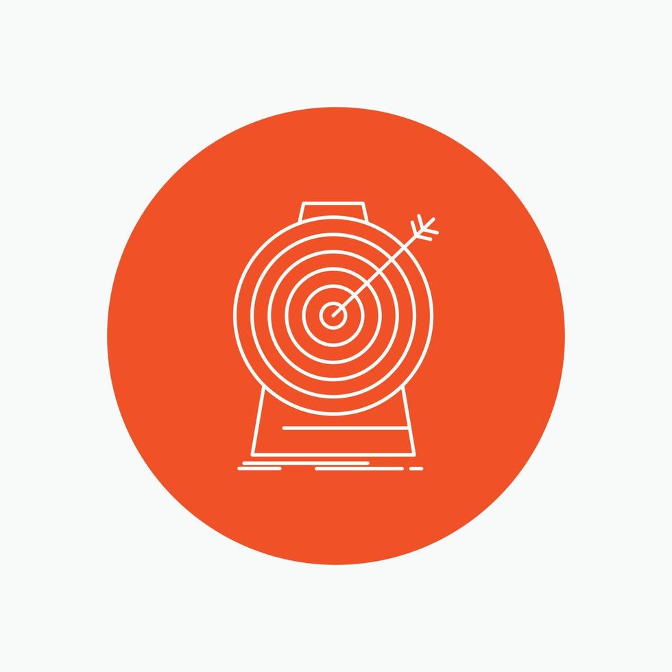 Aim. focus. goal. target. targeting White Line Icon in Circle background. vector icon illustration
